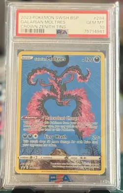 Pokemon TCG Galarian Moltres SWSH284 Black Star Promo Crown Zenith Tin PSA 10Pok - Image 1