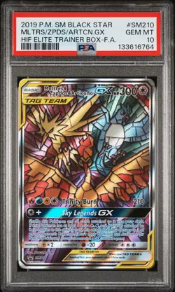 2019 POKEMON SM BLACK STAR PROMO FULL ART/MOLTRES & ZAPDOS & ARTICUNO GX PSA 10 - Image 1