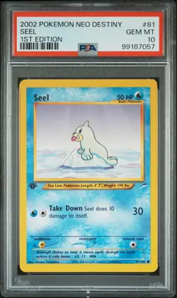 2002 POKEMON NEO DESTINY 1ST ED #81 SEEL PSA 10 - Image 1