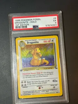 1999 POKEMON FOSSIL DRAGNITE - HOLO 1ST EDITION 4/62 - Image 1