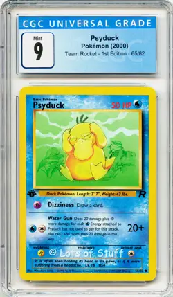 CGC 9 MINT Psyduck Team Rocket 1st Edition 2000 Pokemon WOTC 65/82 -57 - Image 1