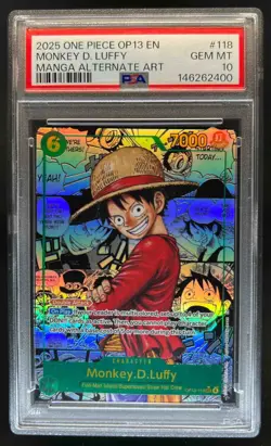 2025 One Piece Carrying On His Will Monkey D Luffy Manga Alt Art OP13-118 PSA 10 - Image 1