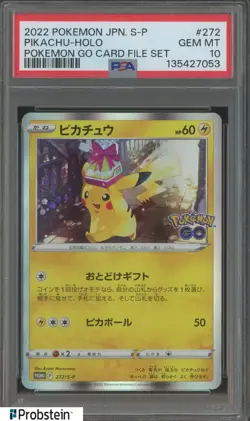 2022 Pokemon Japanese S-P Pokemon GO Card File Set #272 Pikachu Holo PSA 10 - Image 1