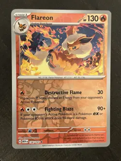 Flareon Reverse Holo Rare 136/165 Scarlet & Violet Pokemon Card NM - Image 1
