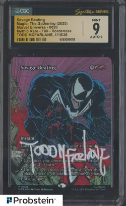 Todd McFarlane Signed 2025 MTG Marvel Universe Mythic Rare 0026 CGC 9 w/ AUTO 9 - Image 1