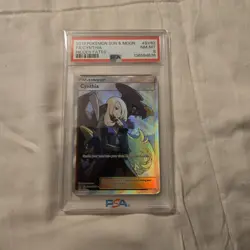 2019 Pokemon Sun & Moon Hidden Fates Cynthia Full Art Trainer SV82 PSA 8 - Image 1