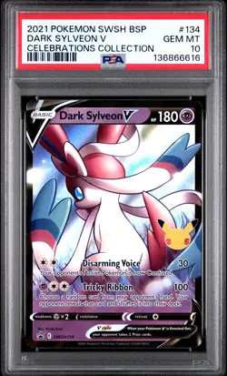 2021 POKEMON SWSH BLACK STAR PROMO CELEBRATIONS COLL #134 DARK SYLVEON V PSA 10 - Image 1