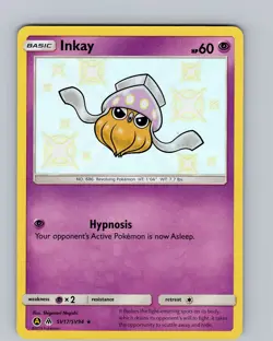 Pokemon TCG Inkay S&M Hidden Fates SV17/SV94 Shiny Holo Rare Card NM - Image 1