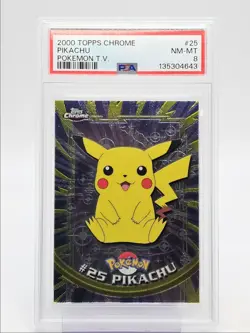 PIKACHU 2000 TOPPS CHROME POKEMON TV ANIMATION EDITION #25 PSA 8 Q2371 - Image 1