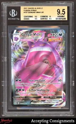 2021 Pokemon TCG Sword & Shield Fusion Strike #157 Gengar VMAX UR BGS 9.5 GEM - Image 1