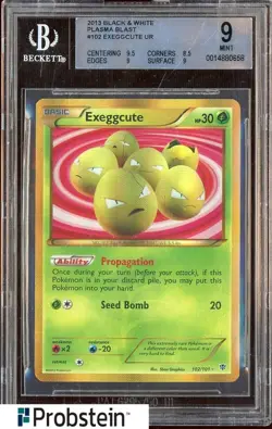 2013 Pokemon Black & White Plasma Blast #102 Exeggcute BGS 9 MINT - Image 1