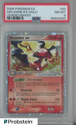 2006 Pokemon Ex Legend Maker #83 Arcanine Ex - Holo PSA 8 NM-MT - Image 1