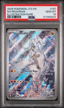 2025 POKEMON JTG EN-JOURNEY TOGETHER ILLUSTRATION RARE #167 N'S RESHIRAM PSA 10 - Image 1