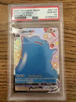 2021 POKEMON SWORD & SHIELD SHINING FATES #SV119 FULL ART/DITTO VMAX PSA 10 - Image 1