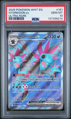 2025 POKEMON WHT EN-WHITE FLARE ULTRA RARE #161 HYDREIGON EX PSA 10 - Image 1