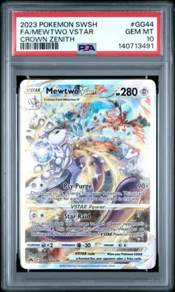 PSA 10 Gem Mint Pokemon Crown Zenith Mewtwo VSTAR GG44 Full Art - Image 1
