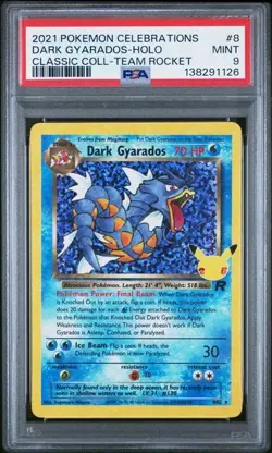 PSA 9 Mint Pokemon Celebrations Classic Collection Dark Gyarados Holo #8 - Image 1