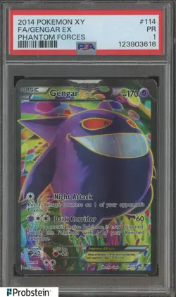 2014 Pokemon XY Phantom Forces #114 Gengar Ex FA PSA 1 PR - Image 1