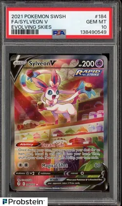 2021 Pokemon SWSH Sword & Shield Evolving Skies #184 Sylveon V Fa PSA 10 GEM MT - Image 1