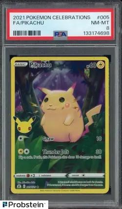 #2 2021 Pokemon Celebrations #005 FA Pikachu PSA 8 NM-MT - Image 1