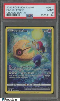 2023 Pokemon SWSH Crown Zenith #GG11 FA Lunatone PSA 9 MINT - Image 1