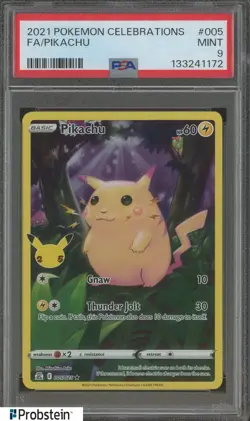#1 2021 Pokemon Celebrations #005 FA Pikachu PSA 9 MINT - Image 1