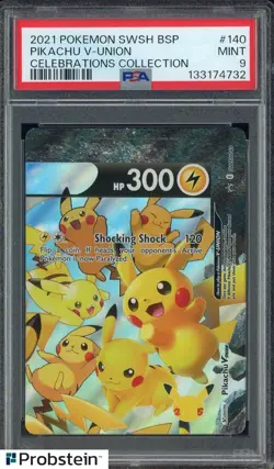 2021 Pokemon SWSH BSP Celebrations Collection #140 Pikachu V-Union PSA 9 - Image 1