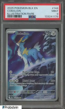2025 Pokemon BLK EN Illustration Rare #144 Cobalion PSA 9 MINT - Image 1