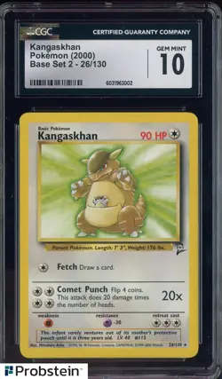 2000 Pokemon Base Set 2 #26 Kangaskhan CGC 10 GEM MINT - Image 1