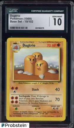 1999 Pokemon Base Set #19 Dugtrio CGC 10 GEM MINT - Image 1