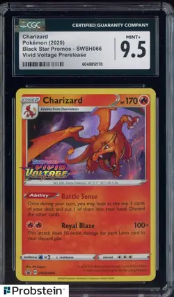 2020 Pokemon BSP Vivid Voltage Pre-Release #SWSH066 Charizard CGC 9.5 MINT+ - Image 1