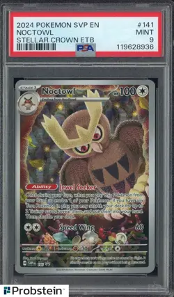 2024 Pokemon SVP EN Steller Crown ETB #141 Noctowl PSA 9 MINT - Image 1