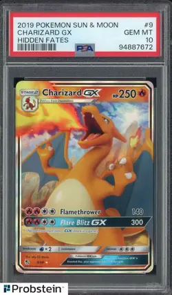 2019 Pokemon Sun & Moon Hidden Fates #9 Charizard GX PSA 10 GEM MINT - Image 1