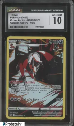 2023 Pokemon Crown Zenith Galarian Gallery #GG17/GG70 Thievul Holo CGC 10 GEM - Image 1