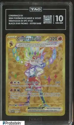 2024 Pokemon Scarlet& Violet Black Star Cinderace EX Terapagos Hyper Rare TAG 10 - Image 1