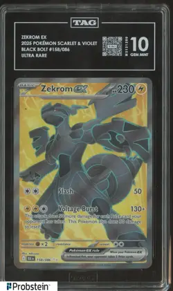 2025 Pokemon Scarlet & Violet Black Bolt #158/086 Zekrom EX Ultra Rare TAG 10 - Image 1