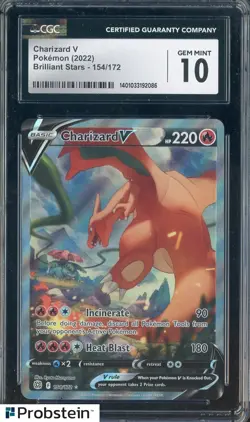 2022 Pokemon Brilliant Stars #154/172 Charizard V CGC 10 GEM MINT - Image 1