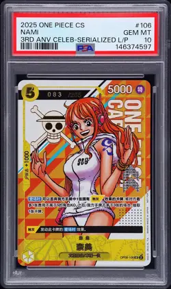 2025 PSA 10 One Piece Chinese Nami Serial OP08-106 3rd Anniversary - Image 1