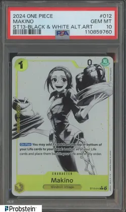 2024 One Piece ST13 - Black & White Alt Art #012 Makino PSA 10 GEM MINT - Image 1