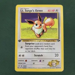MP 1st Edition Lt. Surge's Eevee 51/132 Uncommon Gym Challenge Pokemon Card 2000 - Image 1