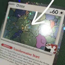 WHOLE SWIRL 🌀💫 Ditto 132/165 Prize Cosmos Holo Pokemon Play Stamp Card - Image 1