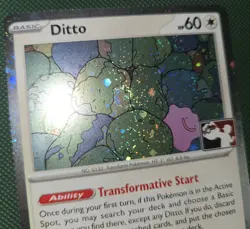 WHOLE SWIRL 🌀💫 Ditto 132/165 Prize Cosmos Holo Pokemon Play Stamp Card - Image 2