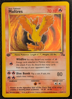 1999 Pokemon Fossil 1st Edition Moltres 12/62 Holo Rare WOTC LP NM - Image 1