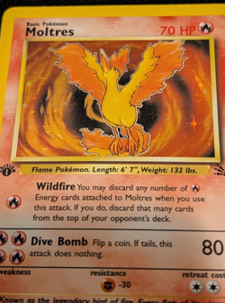 1999 Pokemon Fossil 1st Edition Moltres 12/62 Holo Rare WOTC LP NM - Image 2