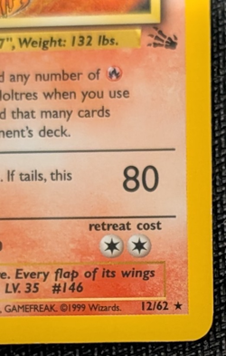 1999 Pokemon Fossil 1st Edition Moltres 12/62 Holo Rare WOTC LP NM - Image 5