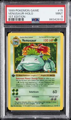 1999 POKEMON BASE SET 1ST EDITION #15 VENUSAUR-HOLO PSA 9 - Image 1