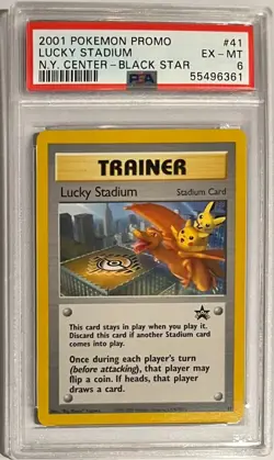 2001 Pokemon Wizards Black Star Promo Lucky Stadium #41 NY Center PSA 6 - Image 1