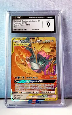 2019 Pokemon Moltres & Zapdos & Articuno GX - 44/68 Hidden Fates CGC 9 (C) - Image 1