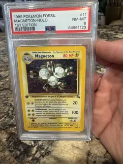 1999 Pokemon Fossil Magneton Holo 1st Edition PSA 8 - Image 1