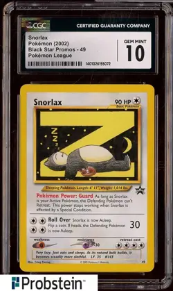 2002 Pokemon Black Star Promso #49 Snoralax Pokemon League CGC 10 GEM MINT - Image 1